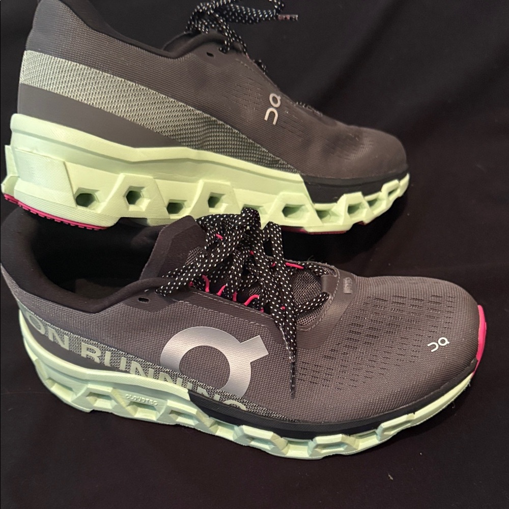 On Running Women's Black and Green Athletic Shoes
